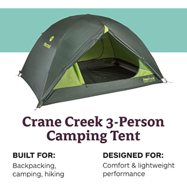 Marmot Crane Creek, Lightweight 2/3-person trekking tent, waterproof backpacking tent for camping and hiking