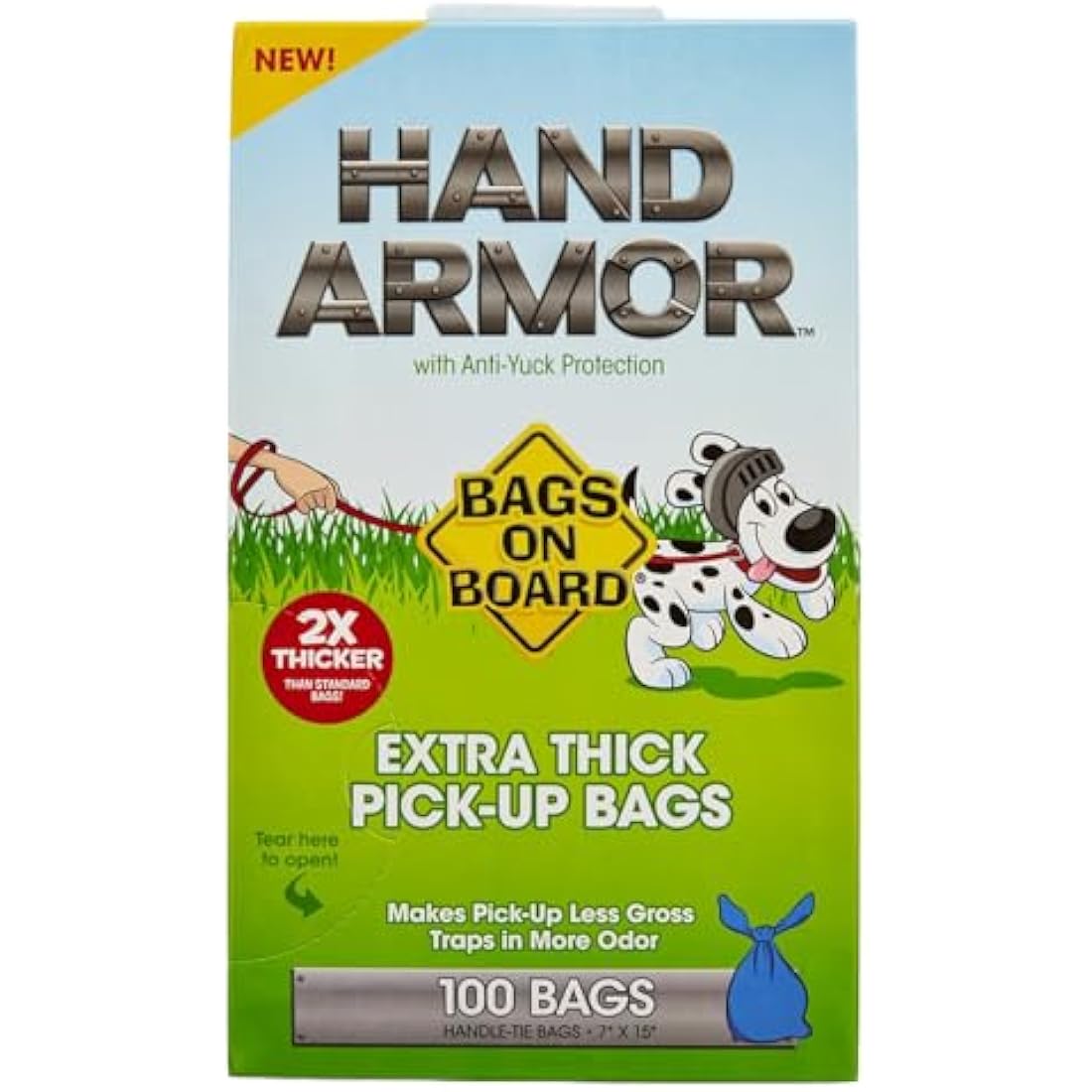 Bags on Board Hand Armour Extra Thick Dog Poo Bags with Leak Proof Protection, 100 Bags