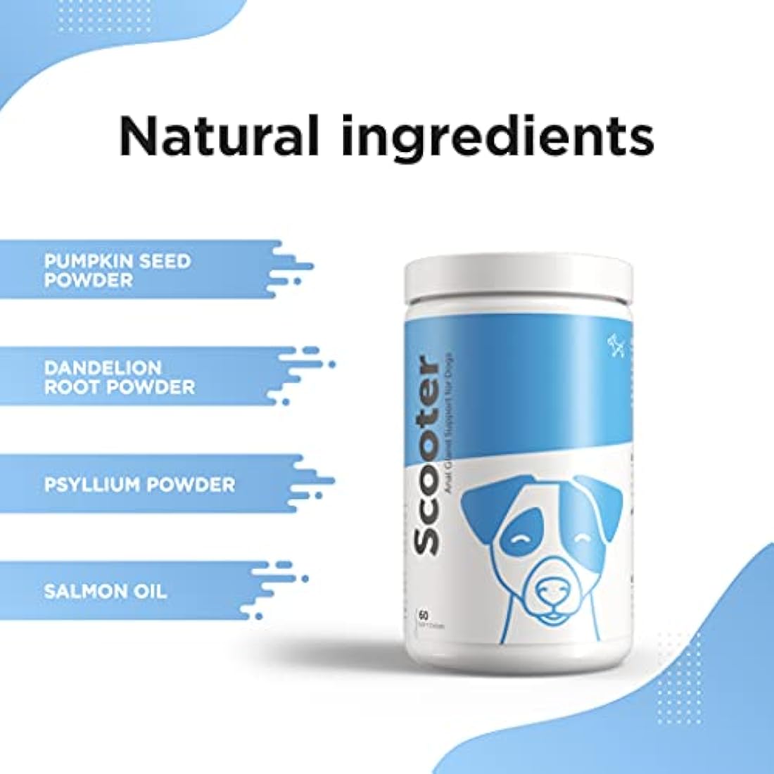 Dog's Lounge - SCOOTER - Digestive Soft Chews for Dogs | Wheat Free Supplement for Healthy Anal Glands with Added Pumpkin | Support Normal Bowel Function and Eliminate Scooting (60 chews)