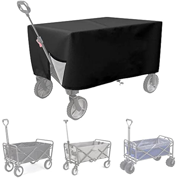 Folding Wagon Cover, Garden Wagon Cover, 600D Heavy-Duty Fabric Waterproof Dustproof UV Resistant, 38"D x 22"W x 20"H (Black)