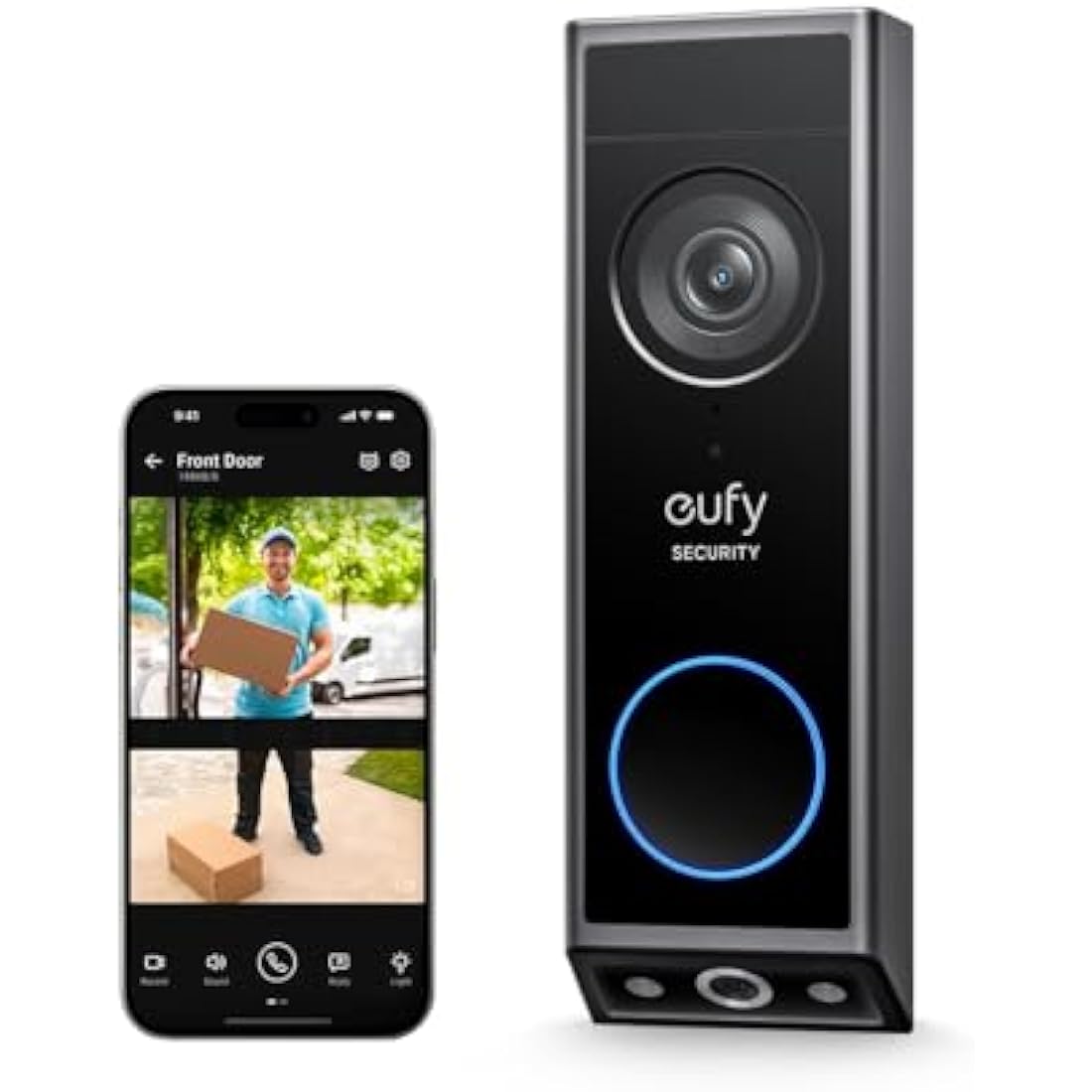 eufy Security Video Doorbell E340 Dual Cameras with Delivery Guard 2K Full HD Wireless Video Doorbell Camera, Wired or Battery Powered,Colour Night Vision,6500 mAh Rechargeable Battery,No Monthly Fee