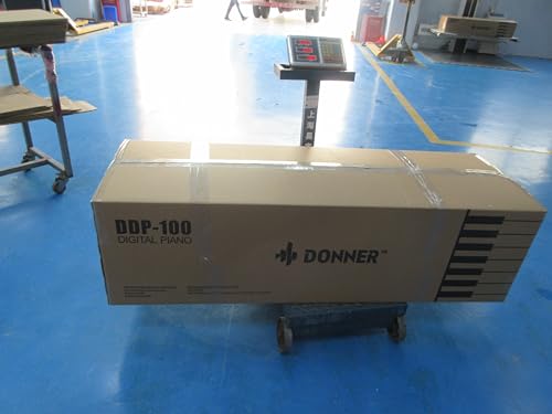 Donner Digital Piano 88 Key Weighted DDP-100 88-Key Weighted Action Digital Piano, Beginner keyboard piano Bundle with Furniture Stand, Power Adapter, White