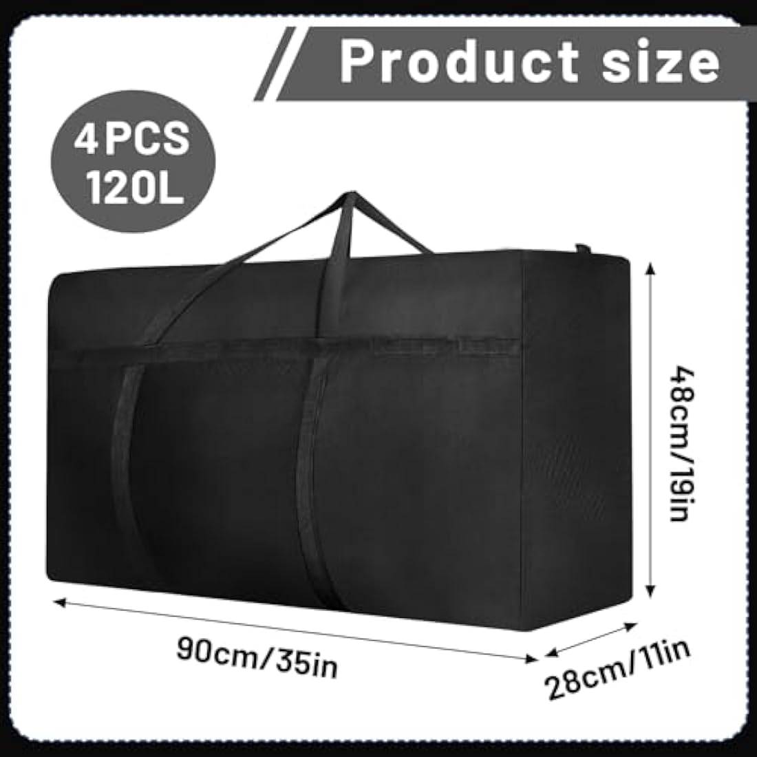 4 Pcs 120L Large Storage Bags, Extra Large Moving Bags with Zips for Moving Storage Clothes Bedding Duvet Quilt Blankets Waterproof Jumbo Storage Bags Moving Totes Christmas Storage Containers