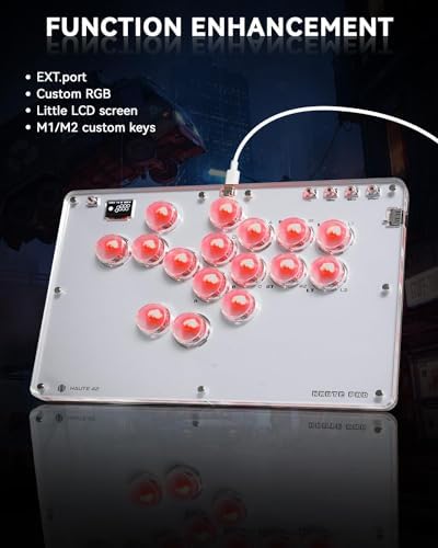 Sehawei Haute42 Arcade Stick 16Keys All-Button Gamerfinger with Turbo Functions & Custom RGB,Arcade Controller Street Fight for PC/Ps3/Ps4/Switch/Steam Game Keyboard-Supports Hot Swap & SOCD