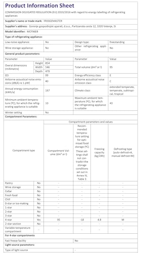 Fridgemaster MCF142EB 142L Chester Freezer 4 Star Freezer Rating - 55.9D x 62.5W x 85.4H cm Black with Recessed Handle - E Rated