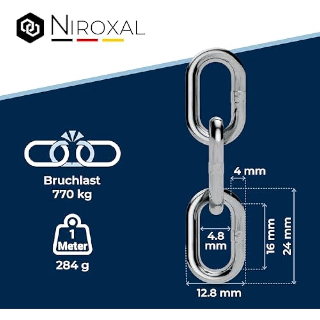 20-Meter 4-mm Thick Stainless Steel Chain V4A Short-Linked from NietFullThings on Piece Anchor Chain DIN 5685 DIN 766 20-m