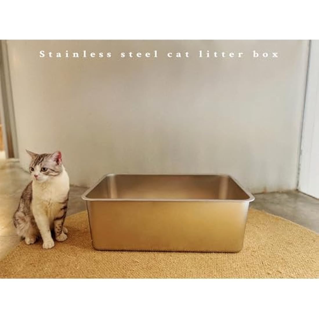 IKITCHEN Stainless Steel Cat Litter Box, Extra Large High Sided Litter Box, Metal Litter Box for Cats Rabbits, Never Absorbs Odors, Rustproof, Non Stick Smooth Surface, 23.5" L x 15.5" W x 8" H