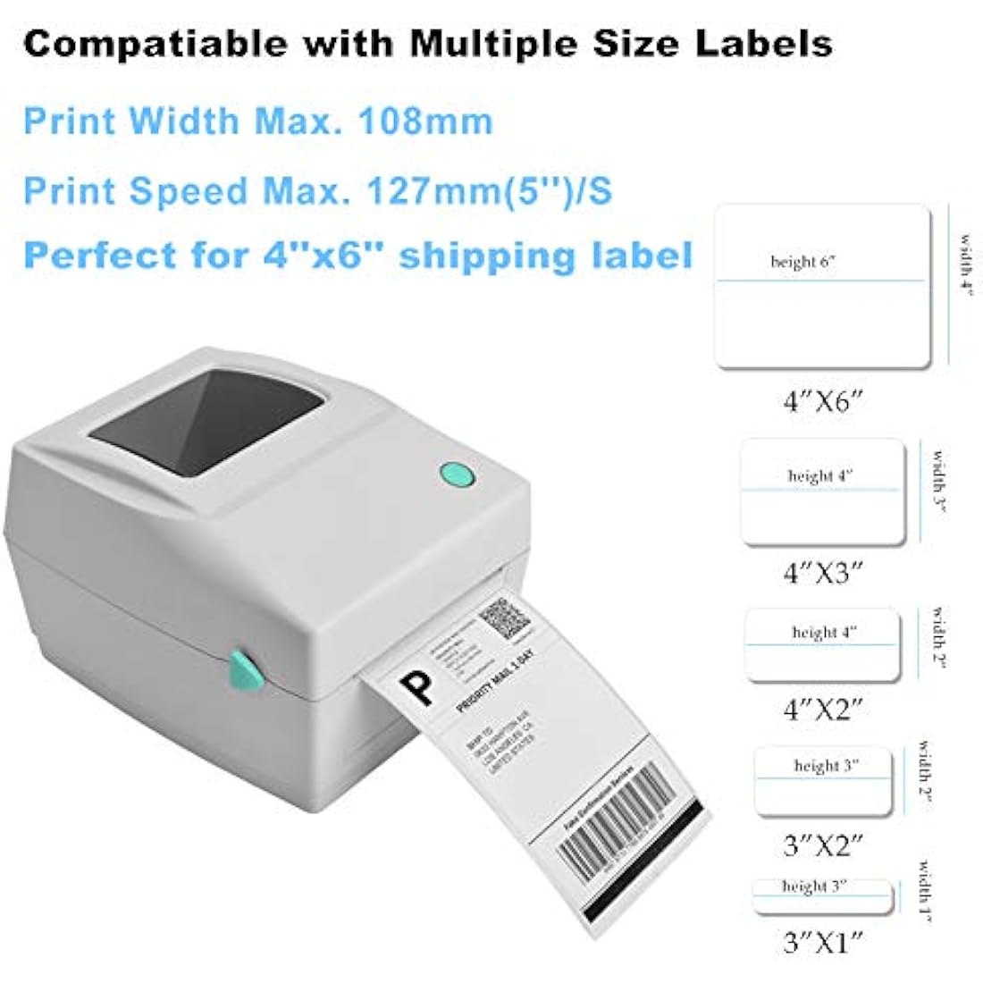 FungLam Thermal Label Printer, Desktop Label Printer USB Direct High Speed Labeling Machines Label Maker for 4x6 Shipping Labels Barcode Compatible with Windows (XP and later)