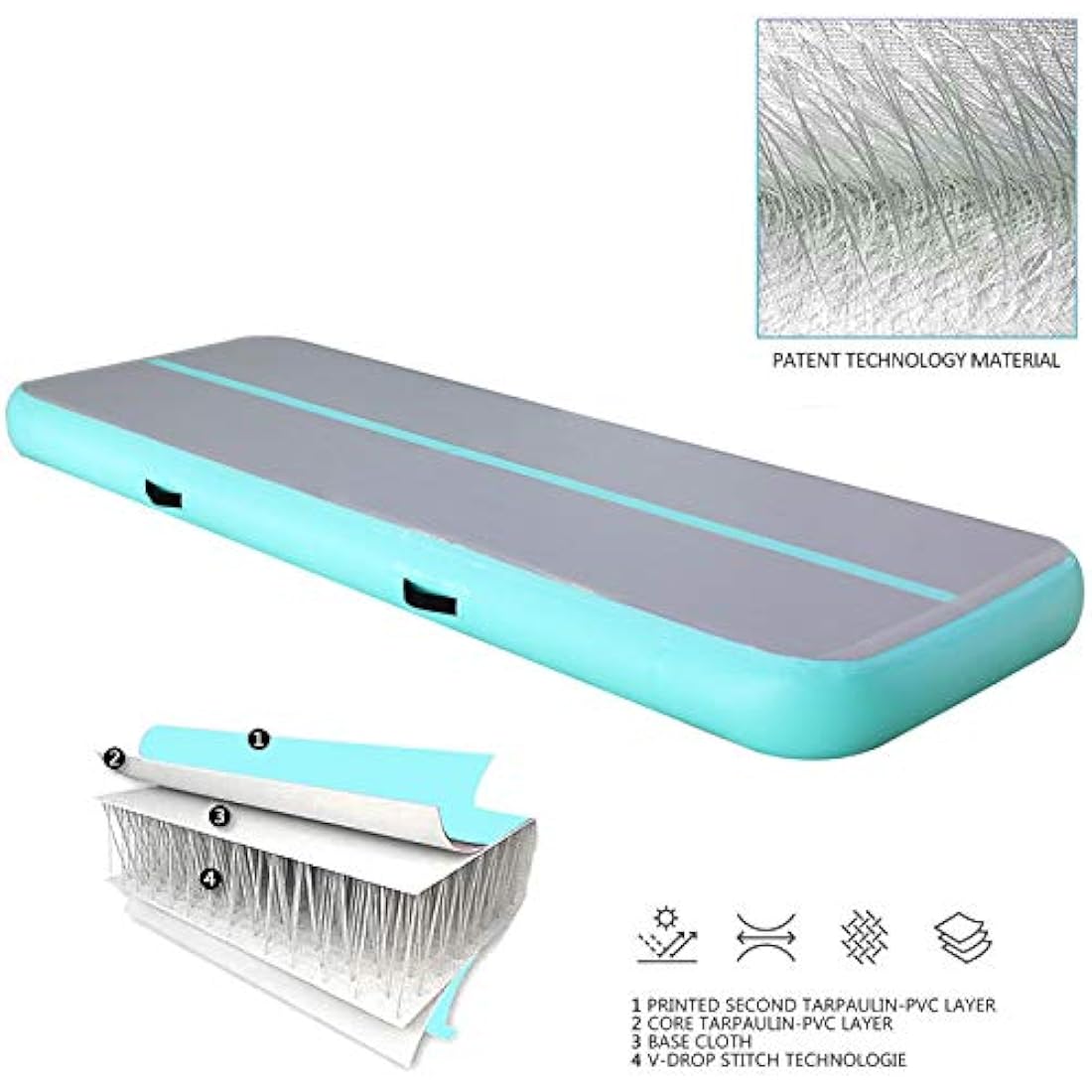 Air Mat Tumble Track 6.6ft/10ft/13ft Length 4/8 Inches Thick Gymnastics Inflatable Tumbling Track Mat with Air Pump