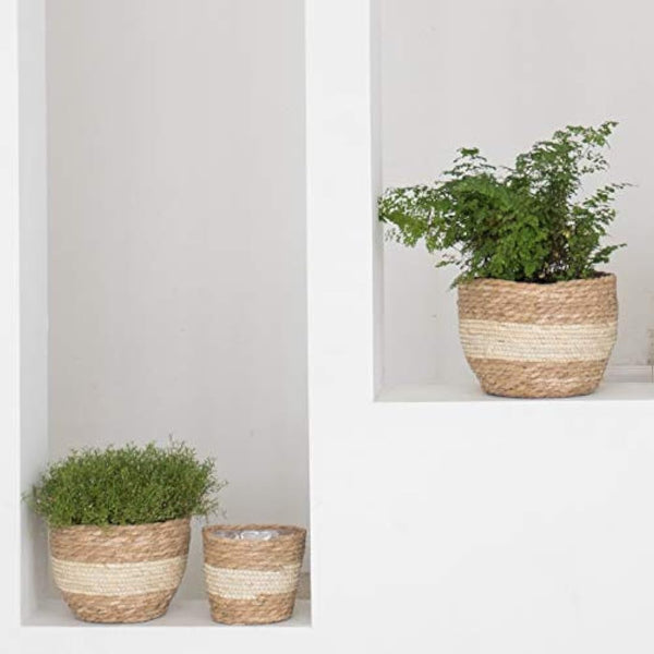 La Jolíe Muse Seagrass Planter Basket Indoor, Flower Pots Cover, Plant Containers, Beige(3-Pack)