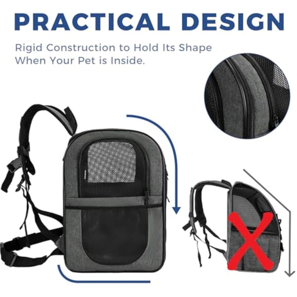 Apollo Walker Cat Carrier and Dog Carrier, for Large and Small Cat Pets (2-15 kg), Breathable Mesh Pet Carrier, Ideal for Hiking, Travel, and Outdoor Activities (Gray)