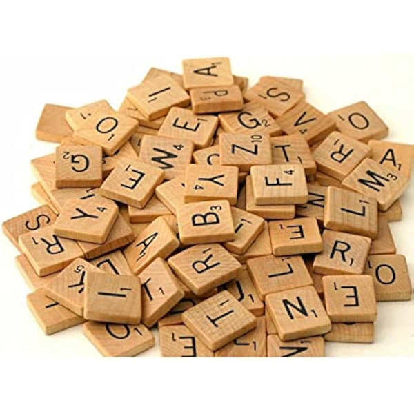 100 WOODEN SCRABBLE TILES BLACK LETTERS NUMBERS FOR CRAFTS WOOD ALPHABETS