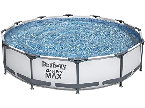 Bestway Steel Pro Max | Round Frame Swimming Pool with Filter Pump, Above Ground Frame Pools, Grey, 10’