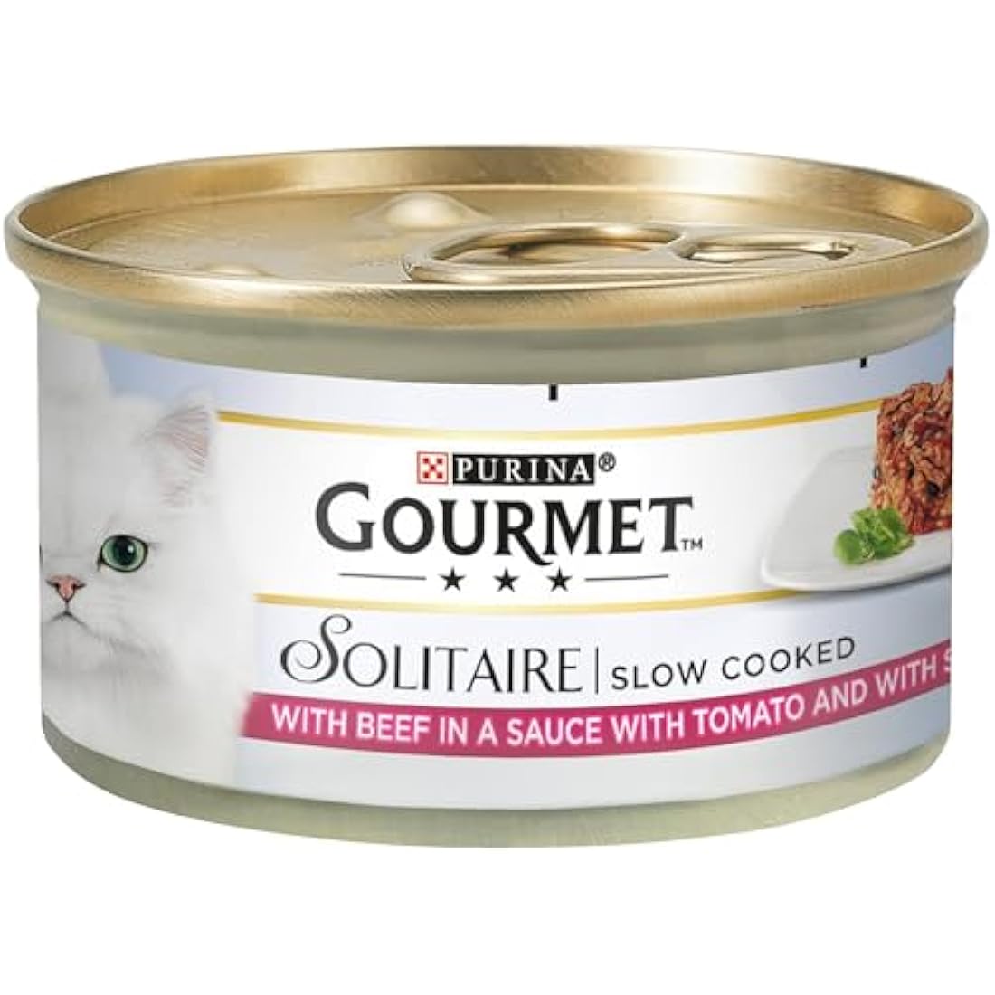 Gourmet Solitaire Tinned Cat Food with Beef 85g, Pack of 12