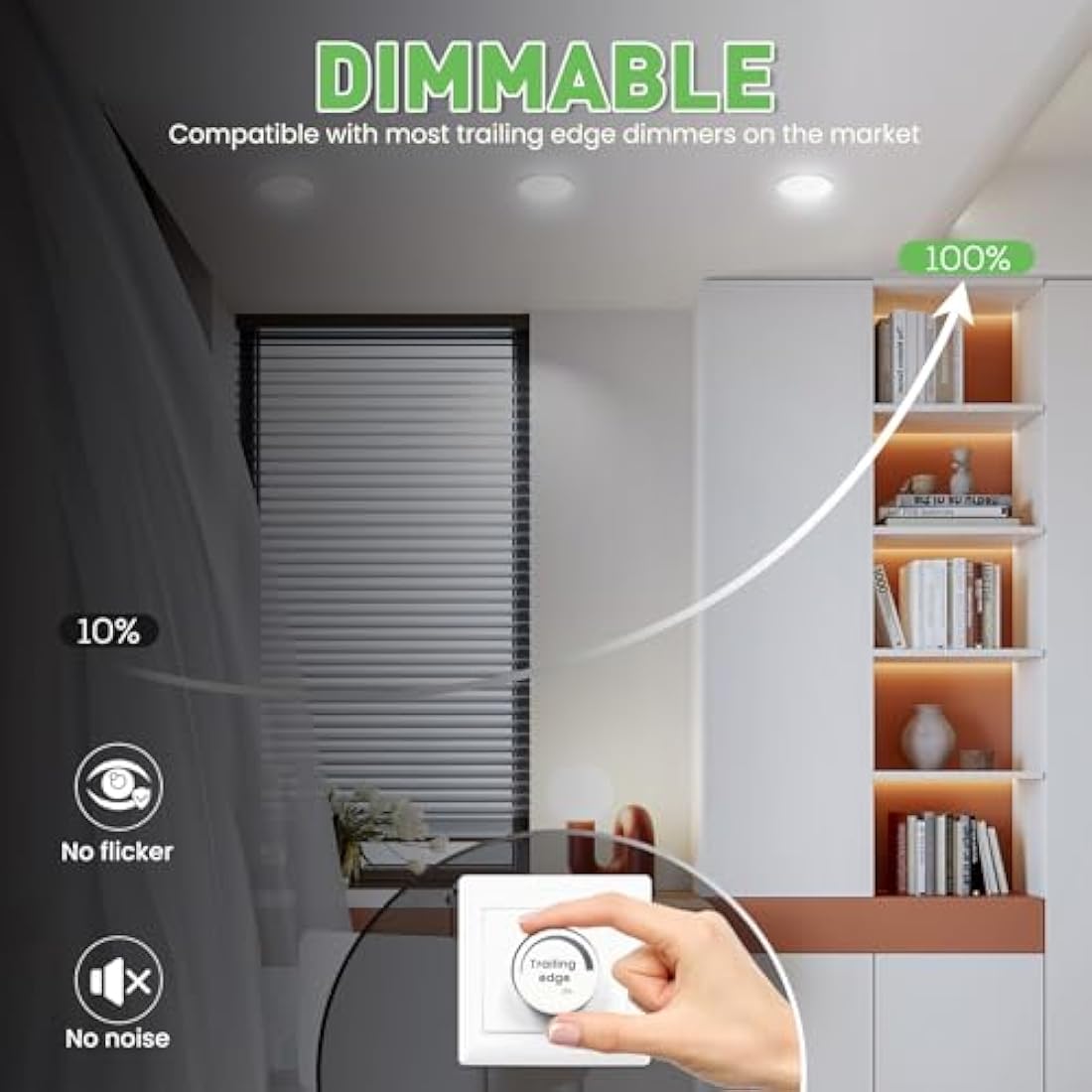 ALUSSO LED Downlights Ceiling Dimmable 10W 1050LM IP44 Recessed Ceiling Lights, 3CCT 3000K Warm 4000K Neutral 6500K Cool Adjustable Bathroom Spotlights, White, 6 Pack