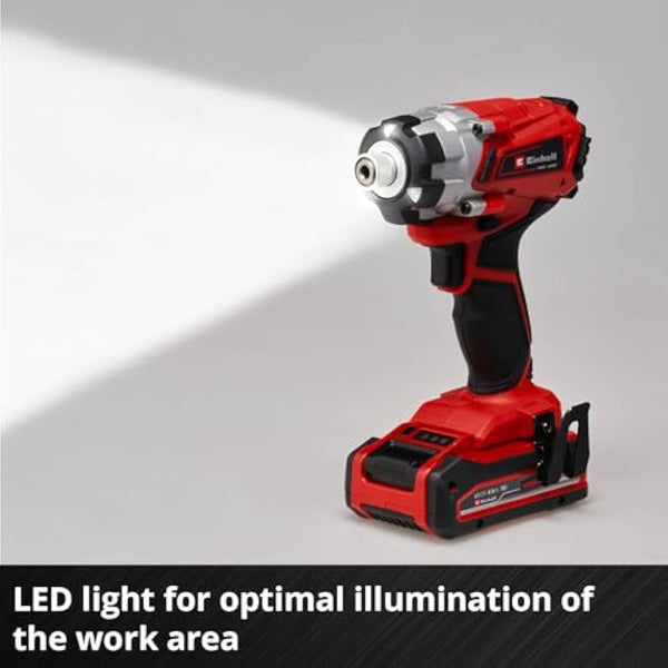 Einhell Power X-Change 140Nm Cordless Impact Driver - 18V, 2300 RPM, 1/4" Hex Bit Mount, LED Light - TE-CI 18/1 Li Solo Battery Powered Impact Drill (Battery Not Included), Red