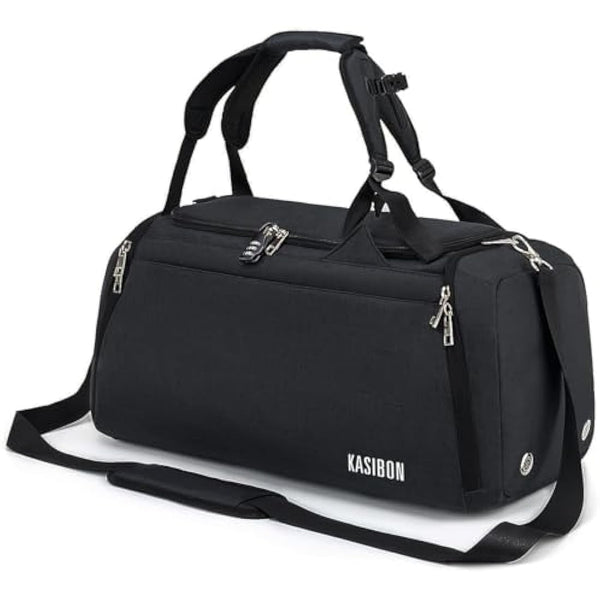 Sports Duffle Bag with Shoes Compartment and Wet Pocket, 42L Waterproof Gym Bag for Men and Women, Durable Travel Duffel Bag with Shoulder Strap and Combination Lock