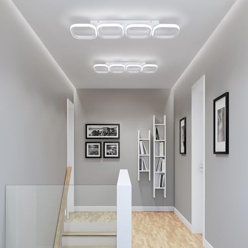 EIDISUNY Modern Led Ceiling Lights, 4 Square White Ceiling Lamp LED, Indoor Led Ceiling Lighting Fixtures for Porch Hallway Bedroom Living Room Kitchen Office Entrance - 44W Cool White Light (White)