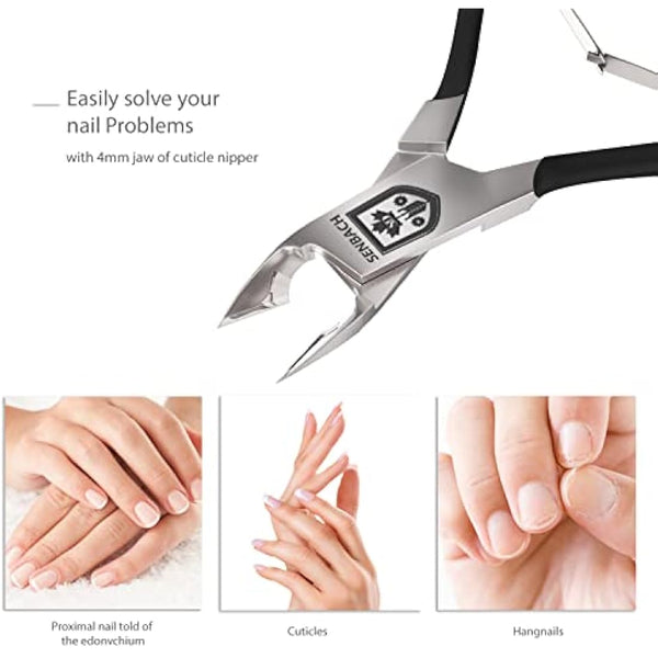SENBACH Cuticle Trimmer, Cuticle Remover Cuticle Nipper Professional Stainless Steel Cuticle Cutter Clipper Durable Pedicure Manicure Tools for Fingernails and Toenails (Black)