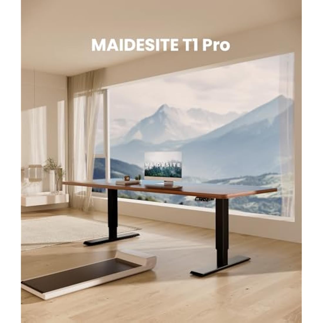 MAIDeSITe Height Adjustable Electric Standing Desk Frame Two-Stage with Heavy Duty Steel Stand up Desk Computer Desk with Automatic Memory Smart Pannel (Black)