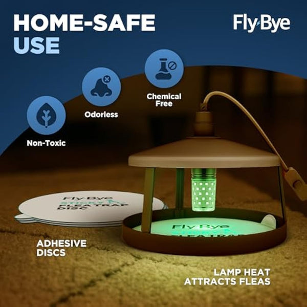Fly-Bye Flea Trap Sticky Discs (24 Pack) – Non-Toxic Replacement Pads for Home Fleas Trap – Safe Alternative to Flea Sprays & Bombs