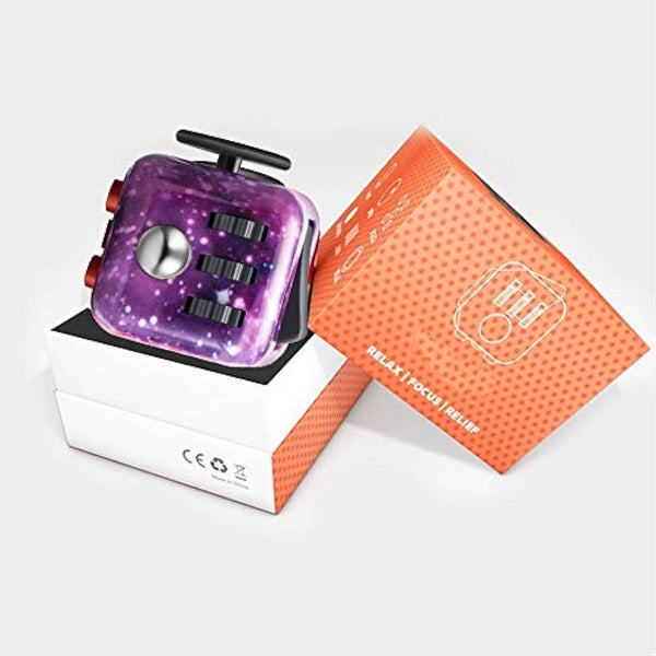 MANER Figit Toys 6 Sides Hands Heel Gadget Every Day Carry Fiddle Device Helps to Relieve Stress,Anxiety,ADHD,Autism for Adults,Star-Galaxy