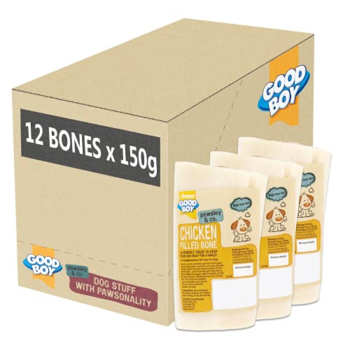 Good Boy - Chicken Filled Bone - Natural Dog Treats - Filled Bones For Dogs - 150 Grams - Long Lasting Dog Treats - Case of 12