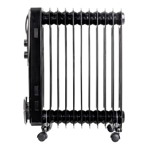 Russell Hobbs 1500W/1.5KW Oil Filled Radiator, 7 Fin Portable Electric Heater - White, Adjustable Thermostat with 3 Heat Settings, Safety Cut-off, 15 m sq Room Size, RHOFR5001, 2 Year Guarantee