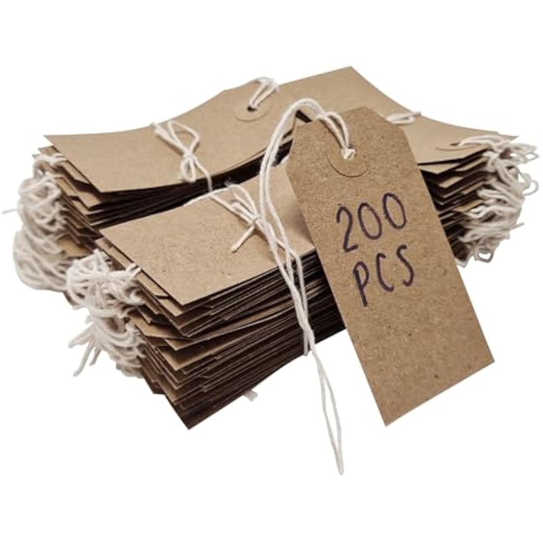 Swift Strung Tags Brown Reinforced Card Clothing Parcel Label String Hanging Gift Swing Tickets Kraft Hang Price Labelling 108mm x 54mm (Pack of 200)