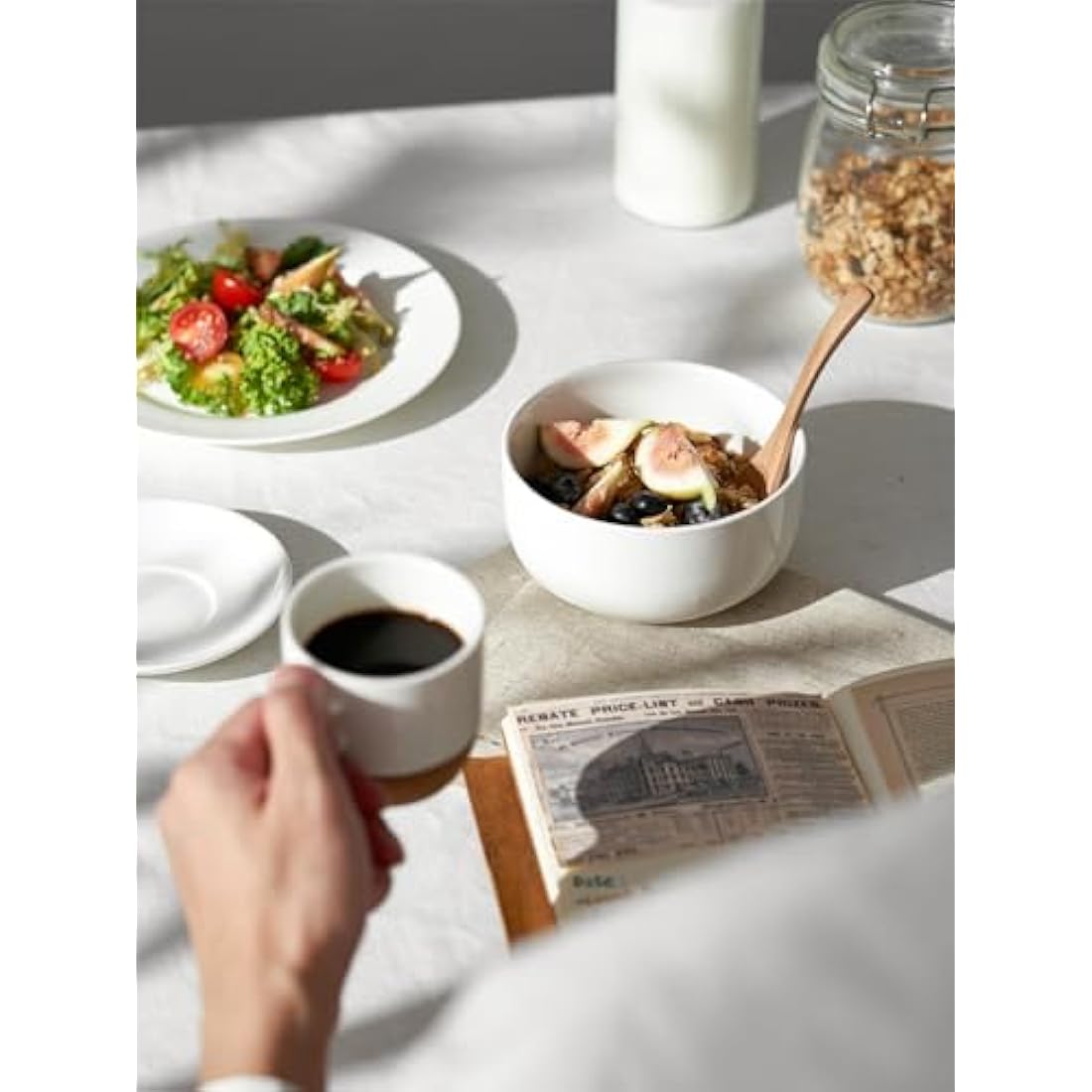 DOWAN Cereal Bowl, 650ml Ceramic Soup Bowls Set of 6 for Kitchen, Porcelain Bowls for Soup, Oatmeal, Rice, Ramen, Noodles, Fruit, Dishwasher Microwave Safe. Ø 13.3cm