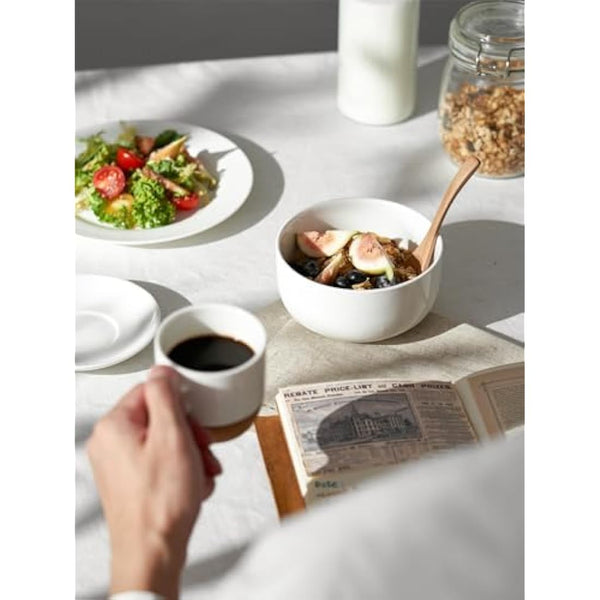 DOWAN Cereal Bowl, 650ml Ceramic Soup Bowls Set of 6 for Kitchen, Porcelain Bowls for Soup, Oatmeal, Rice, Ramen, Noodles, Fruit, Dishwasher Microwave Safe. Ø 13.3cm