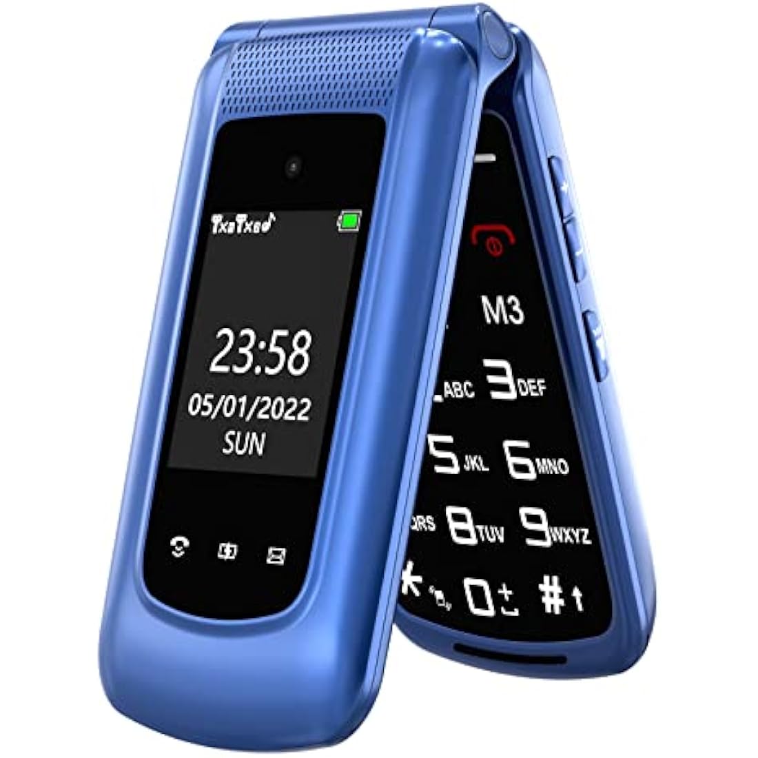 Senior Mobile Phone Simple for Elderly, Basic Cell Phone with Large Buttons, Flip Phone, Unlocked Senior Mobile Phone with 2.4" Color Display | SOS Button | FM Radio | Torch |1000mAh Battery (Blue)
