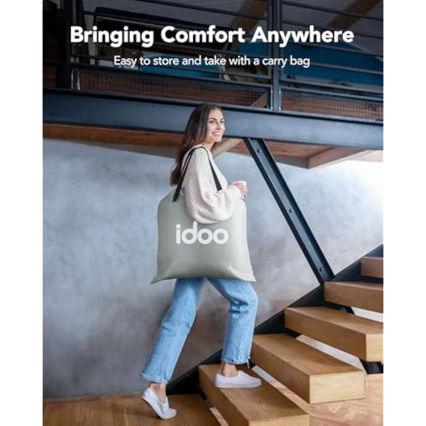 iDOO Inflatable Air Mattress, Air Bed with Built-in Electric Pump, Double Airbed with Storage Bag, Self Inflating Blow Up Camping Bed for Adults, Portable for Guest Home 190x137x38cm