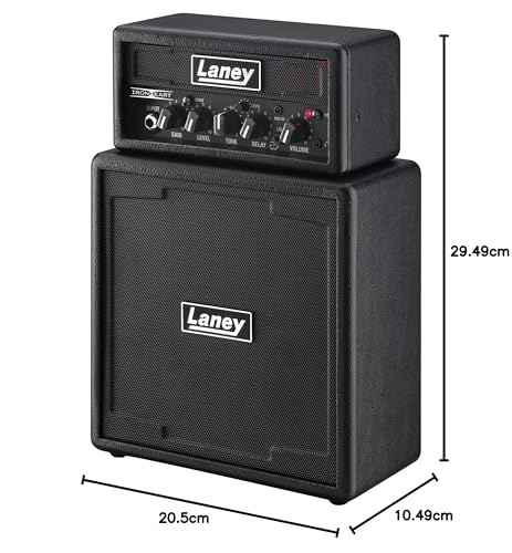 Laney MINISTACK-IRON Battery Powered Guitar Amp – Compact 6W Mini Stack with 4 Speakers, Clean/Drive, Delay, LSI Smartphone Input, AUX In, Headphone Out & Free Ultimate Guitar Subscription - Ironheart