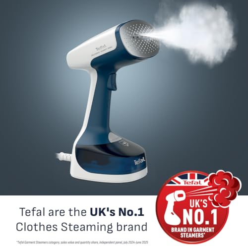 Tefal Access Steam+ Handheld Clothes Steamer, 1600W, 26 g/min Steam, No Ironing Board Needed, 2 Steam Levels, Sanitising Steam, Black & Rose Gold, DT8103