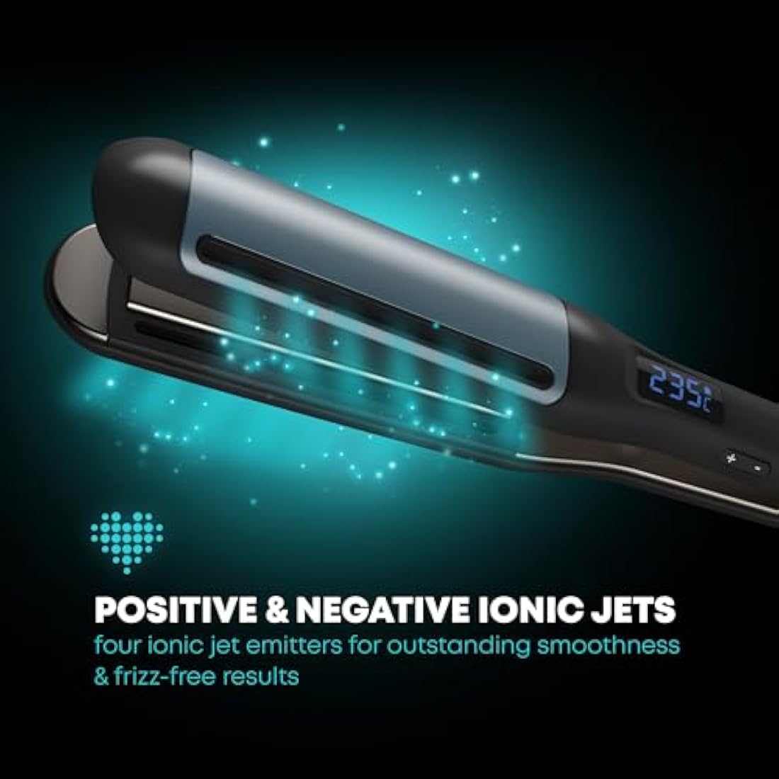 REVAMP Hydro Shield X Shine Ceramic Hair Straighteners - Long Plates for Fast One Stroke Styling, Straightening, Smart Sensor Heat Protection, 4 Ionic Jets - Salon Professional Hair Straightener