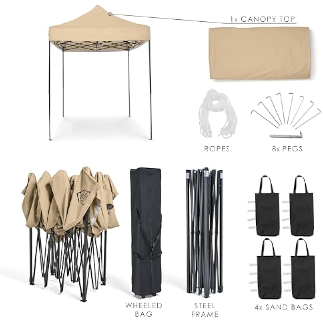 All Seasons Gazebos 3x2m Heavy Duty Fully Waterproof Pop up Gazebo With Accessory Pack - Beige