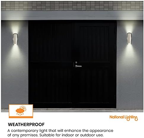 National Lighting Marine Grade Spot Lights - Outdoor Up Down Lights - Stainless Steel IP65 Rated Waterproof Wall Light Spotlights for Coastal Areas - Max 35W Halogen or GU10 LED (Not Included)