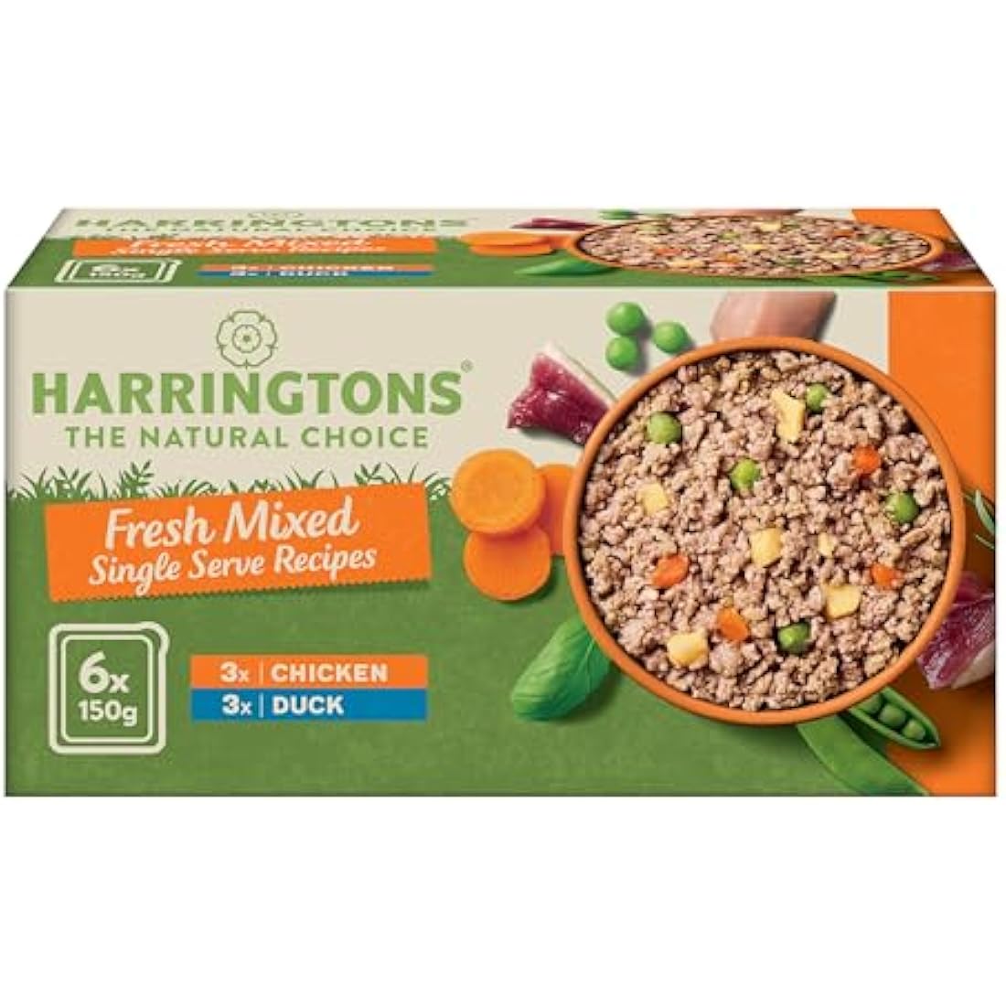 Harringtons Complete Wet Tray Grain Free Hypoallergenic Adult Dog Food Mixed Pack 6x150g - Chicken & Duck - Made with All Natural Ingredients