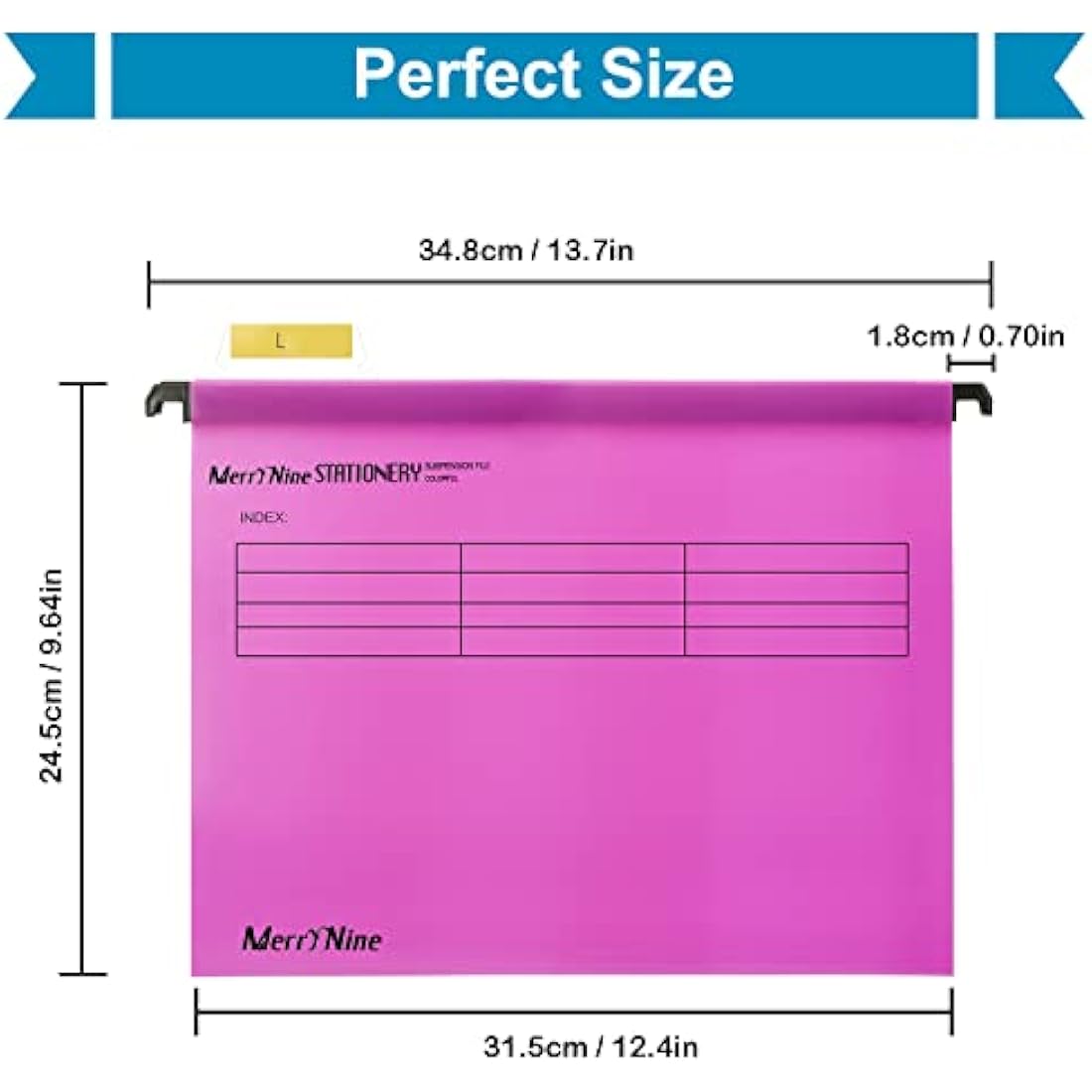 Suspension Files, MerryNine 15PCS Polypropylene Filing Cabinet Suspension Files with Tabs and Card Inserts for School Home Work Office Organization **Check Size Before Ordering ** (Pink, A4)