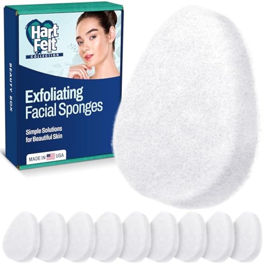 HartFelt Facial Exfoliation Beauty Box with Face Scrub Soft Exfoliating Bath Sponge Set, Gentle Skin Exfoliator & Dead Skin Remover, Shower Sponges for Women & Men, Shower Scrubber Gift Box 10pk