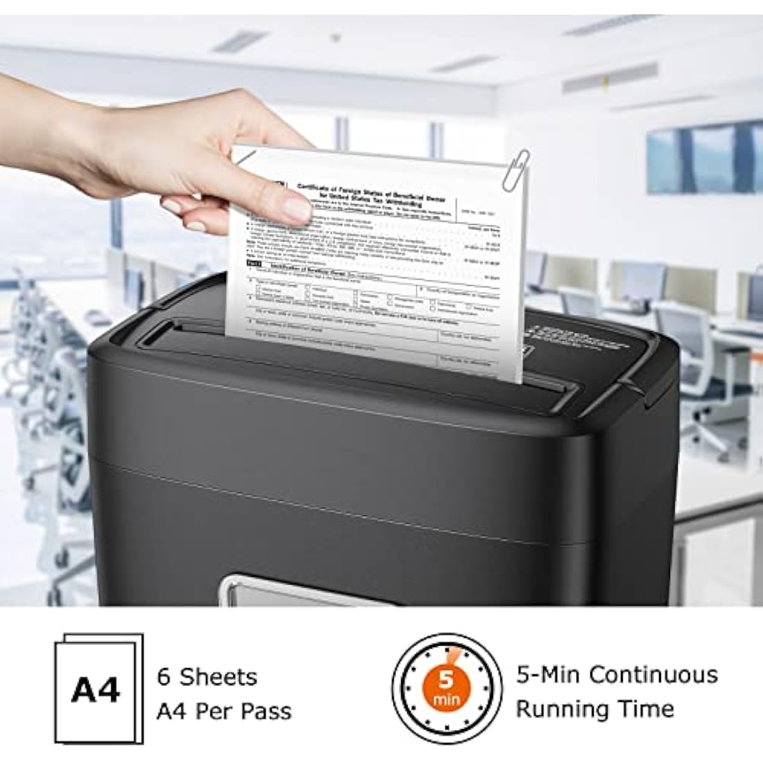 Bonsaii Micro-Cut Paper Shredder, 6-Sheet Capacity for Home and Office Use – Shreds Credit Cards, Staples, and Clips – Compact Design with Portable Handle and 16L Wastebasket (C261-D)