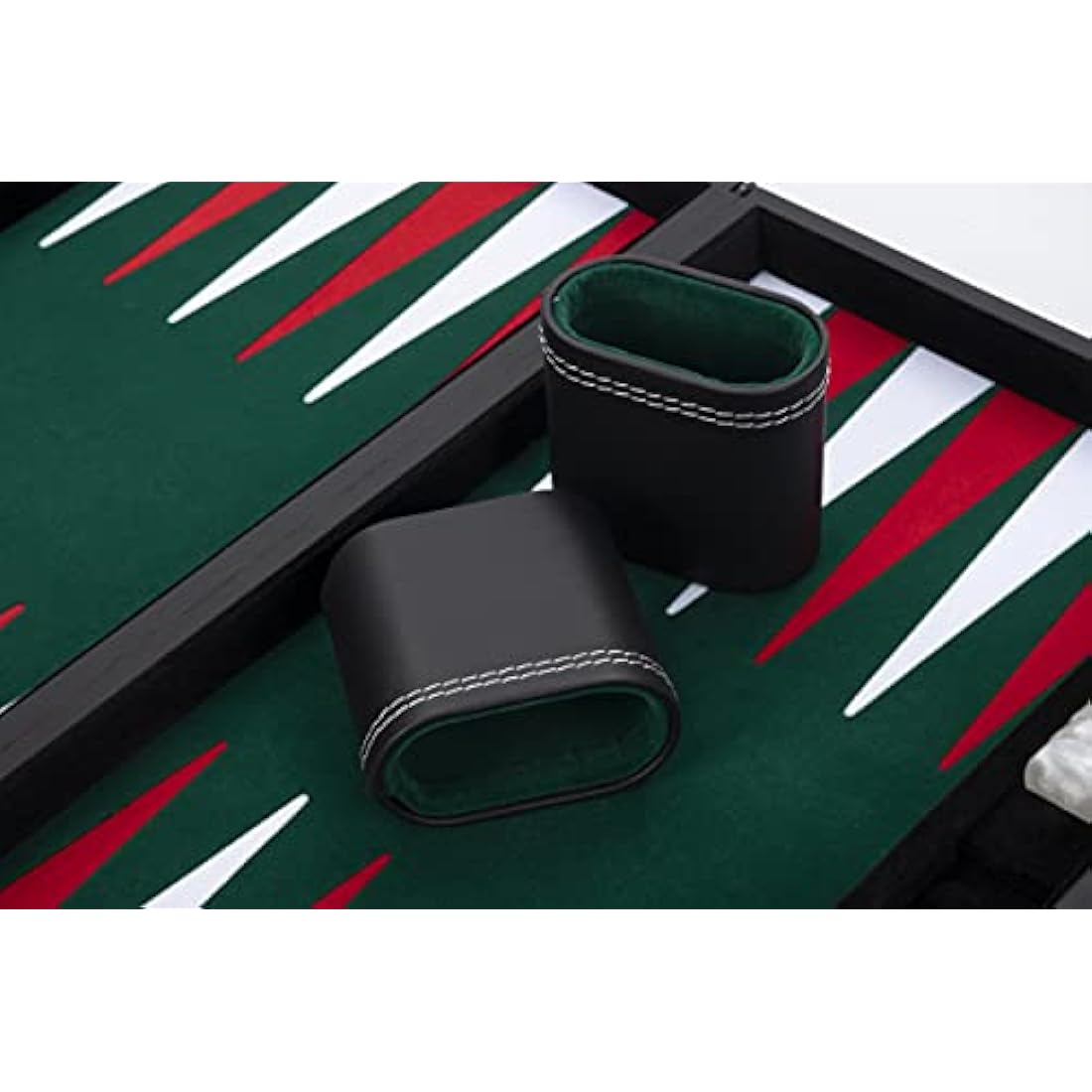 Engelhart - 250511 - Large Luxury Backgammon 18 Inches - Red - 45 cm - Faux Leather - Felt Inlay - Pearl Dice & Chips + 2 Cups - Strategy Game - Pro & Leisure