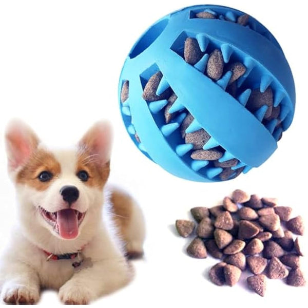 Feixun Pets Dog Treat Toys - Ball with Rubber Food & Dog Tooth Cleaning Features, Pack of 2