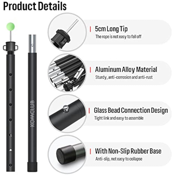 KOMCLUB Tarp Poles Adjustable Tent Pole Upgrade Thickened Stainless Steel Camping Tarp Pole for Outdoor Canopy Awning Rain Shelter