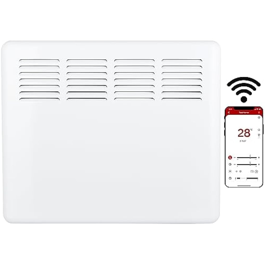 MYLEK Panel Space Heater 1KW Eco Smart WiFi App Radiator Electric Low Energy, 1KW,1.5KW, 2KW Available - Wall Mounted or Floor Standing, Bathroom IP24 Rated for Homes, Offices (1000w)