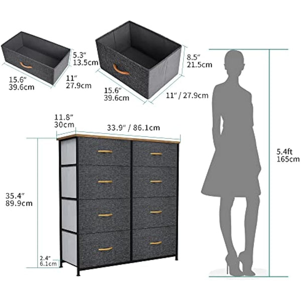 YITAHOME Chest of Drawers, Fabric 8-Drawer Storage Organizer Unit for Bedroom Living Room Closet, Sturdy Steel Frame, Easy Pull Fabric Bins & Wooden Top, Fabric Dresser