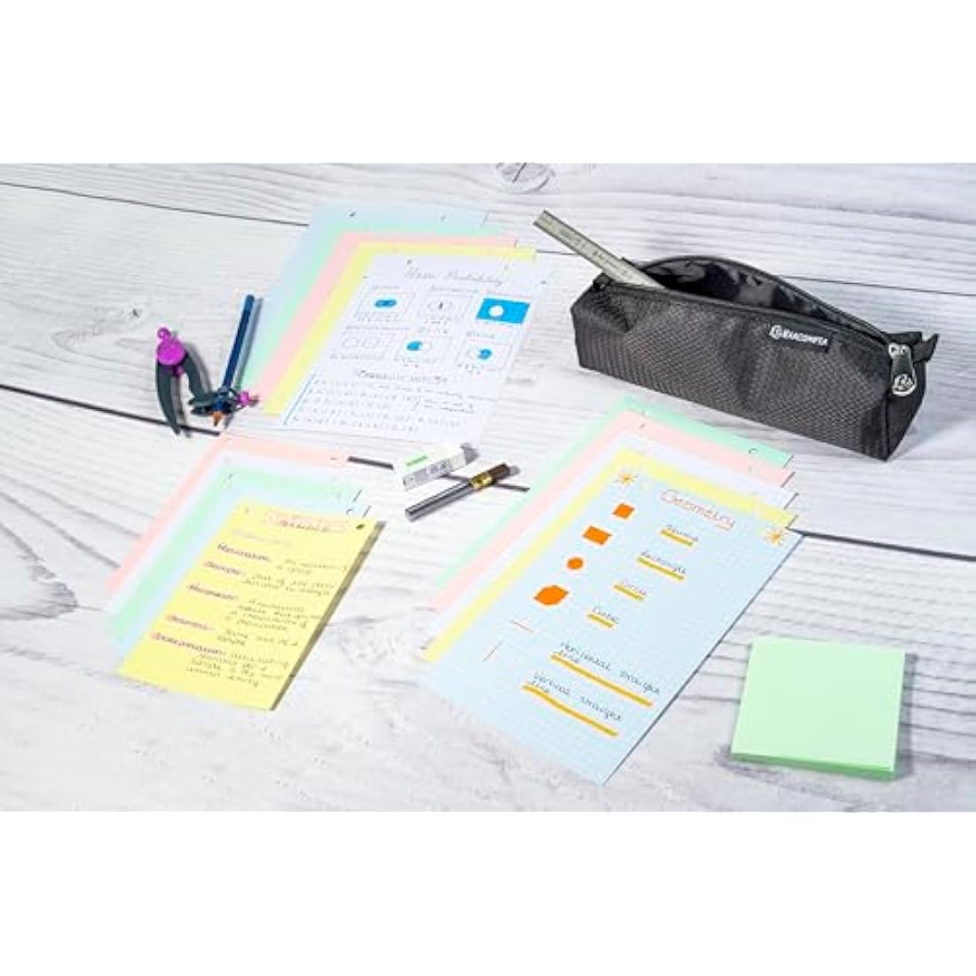 Exacompta 10 Packs of 100 Assorted Squared 5x5 Punched 100x150mm Inkjet Laser Copier Index Cards 13652E