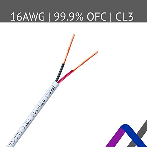 JAVEX OFC Speaker Wire [2x1,31mm2] UL-CL3 certificed for UV-Resistance [Oxygen-Free Copper 99.9%] for Theater and Audio Systems Installation, White, 30,5M