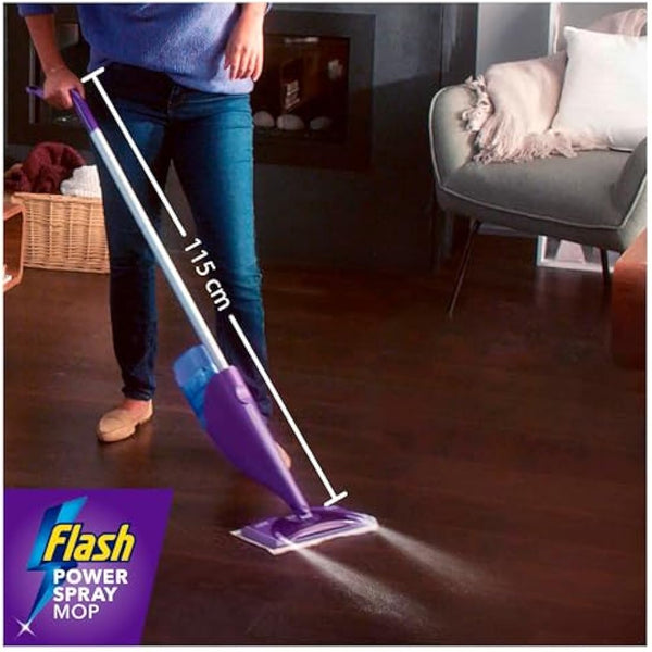 Flash Power Spray Mop Floor Cleaner Starter Kit (1 Washable + 2 Disposable Pads), All-In-One System For Your Floors